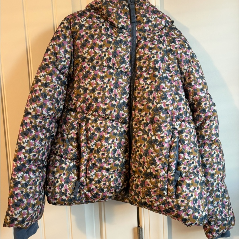 Floral Quilted Puffer Jacket - Pink & Olive